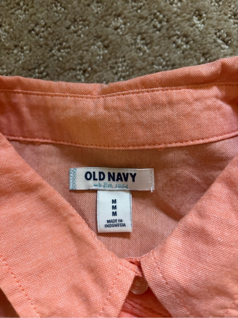 Old Navy Men’s Orange Button Down Shirt - Picture 2 of 5
